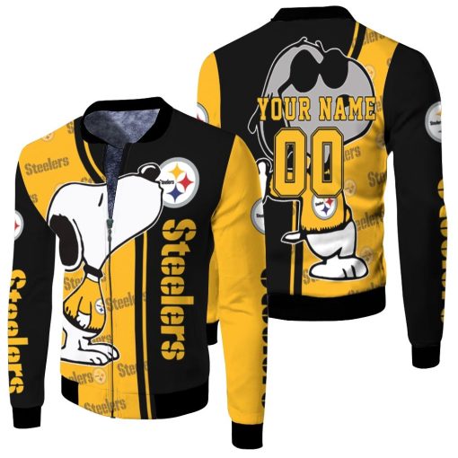 Pittsburgh Steelers Snoopy 3d Personalized Fleece Bomber Jacket