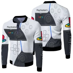 Playstation 5 Gaming Controller Design Pattern For Gamer 3d Jersey Fleece Bomber Jacket