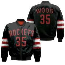 Rockets Christian Wood 2020-21 Earned Edition Black Jersey Bomber Jacket