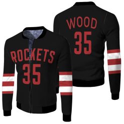 Rockets Christian Wood 2020-21 Earned Edition Black Jersey Fleece Bomber Jacket