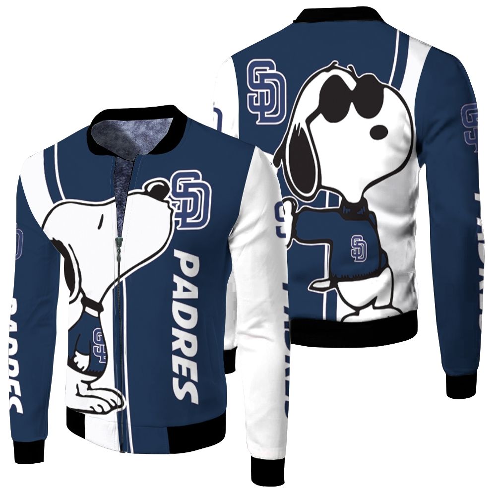 San Diego Padres Snoopy Lover 3d Printed Fleece Bomber Jacket