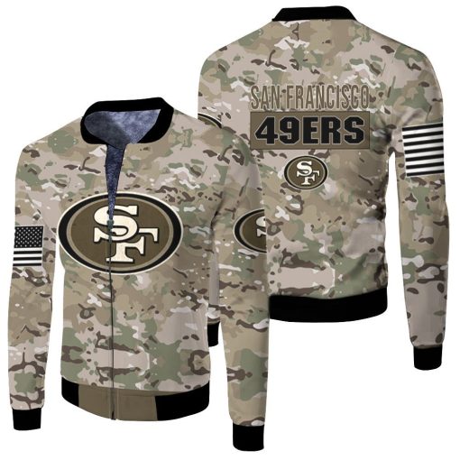 San Francisco 49ers Camouflage Veteran 3d Jersey Fleece Bomber Jacket