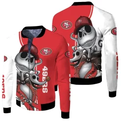 San Francisco 49ers Jack Skellington And Zero Fleece Bomber Jacket