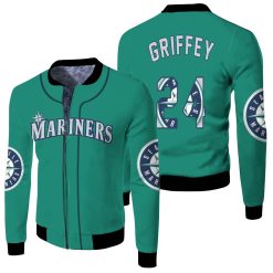 Seattle Mariners Ken Griffey Jr 24 2020 Mlb Green Jersey Inspired Fleece Bomber Jacket