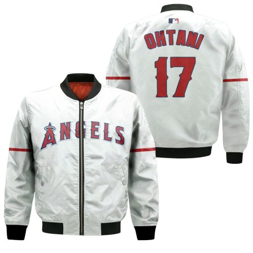 Shohei Ohtani Los Angeles Angels White Jersey Inspired Style Bomber Jacket