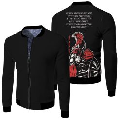 Spartan Warrior If They Stand Behind You Give Them Protection If T Fleece Bomber Jacket