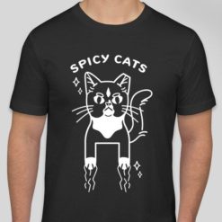 Spicy Cats Rescue Sesame Short Sleeve Black Funny Cat Kitten Shirt