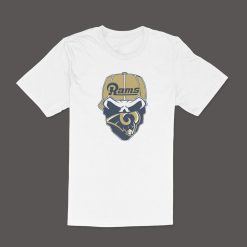 St Louis Rams Skull With Emblem On Bandanna T-Shirt