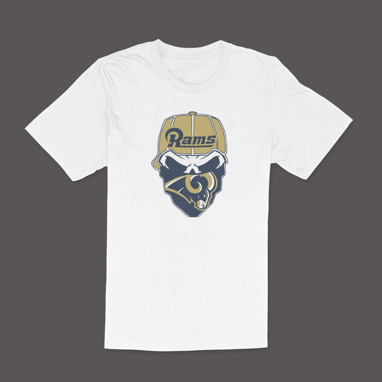 St Louis Rams Skull With Emblem On Bandanna T-Shirt