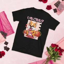 Strawberry Corgi Milk Shake 90s Japanese Otaku Aesthetic Unisex T-Shirt