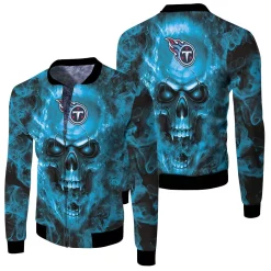 Tennessee Titans Nfl Fans Skull Fleece Bomber Jacket