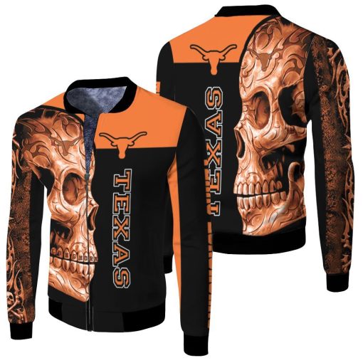 Texas Longhorns Ncaa Skull 3d Jersey Fleece Bomber Jacket