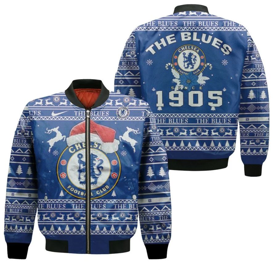 The Blues Chelsea Football Club Ugly Christmas 3d Bomber Jacket