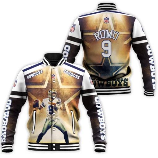 Tony Romo 9 Dallas Cowboys 3d Baseball Jacket