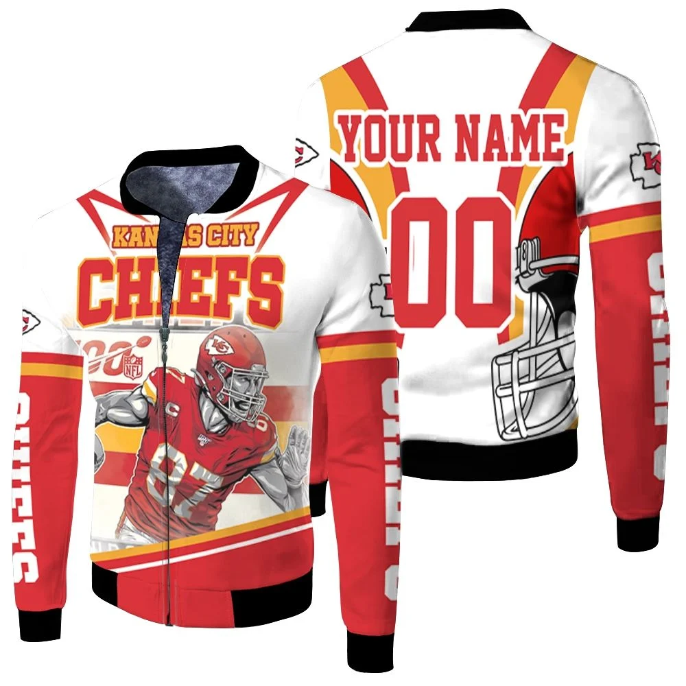 Travis Kelce 87 Kansas City Chiefs Afc West Champions Super Bowl 2021 Personalized Fleece Bomber Jacket