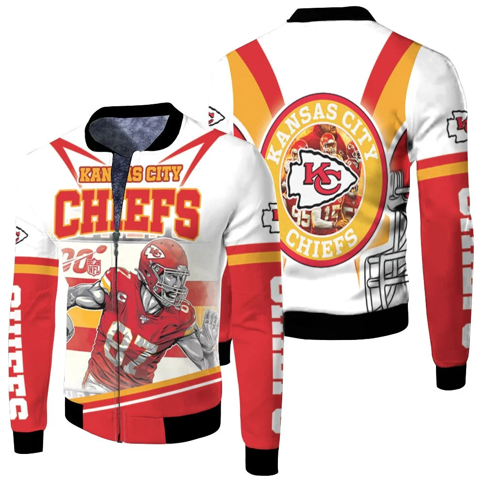 Travis Kelce #87 Kansas City Chiefs Afc West Division Champions Super Bowl 2021 Fleece Bomber Jacket