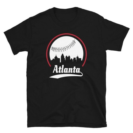 Unisex Atlanta Skyline Baseball Short Sleeve Tee Shirt