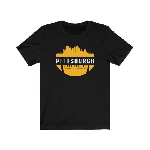 Vintage Downtown Pittsburgh Penn Skyline Football T-Shirt