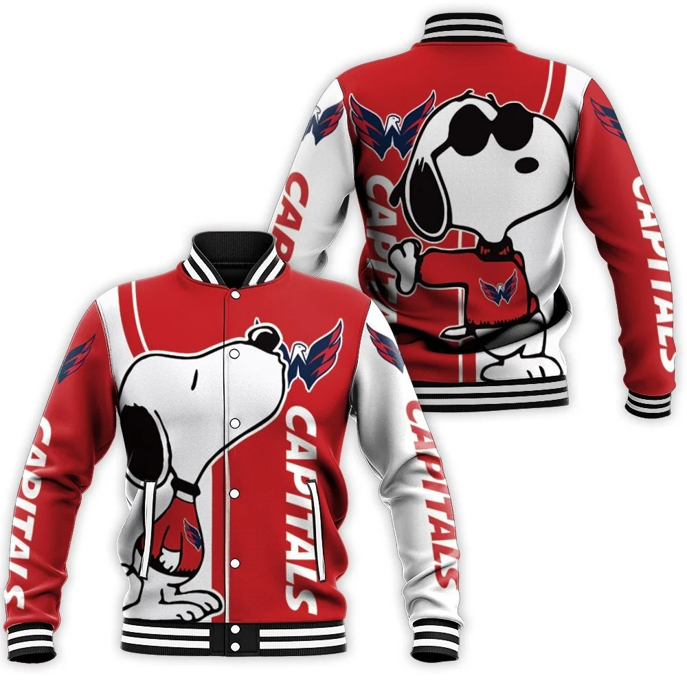 Washington Capitals Snoopy Lover 3d Printed Baseball Jacket