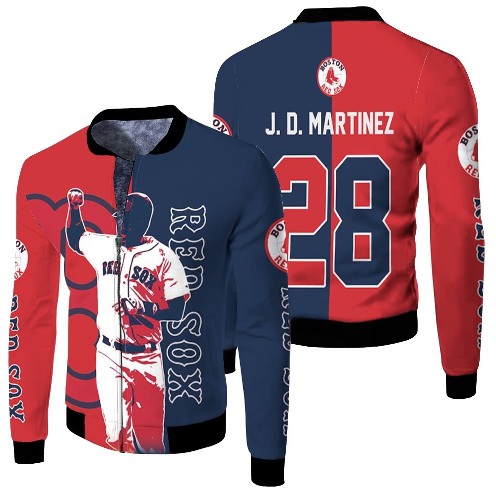 28 J D Martinez Boston Red Sox Fleece Bomber Jacket