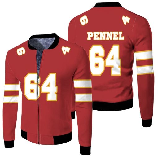 64 Mike Pennel Kannas City Jersey Inspired Style Fleece Bomber Jacket