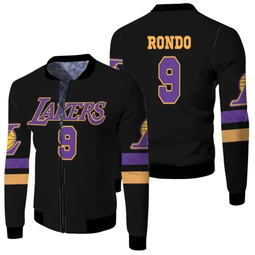 9 Rajon Rondo Lakers Jersey Inspired Style Fleece Bomber Jacket