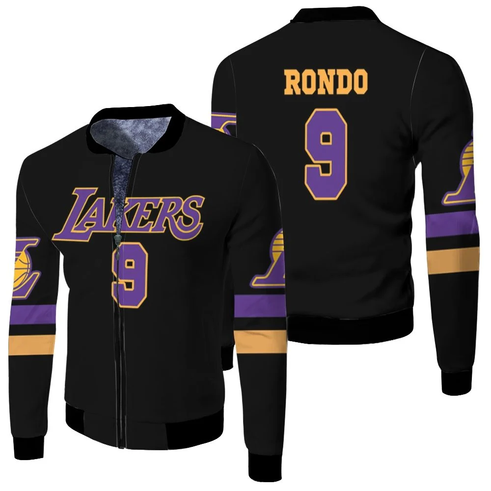 9 Rajon Rondo Lakers Jersey Inspired Style Fleece Bomber Jacket