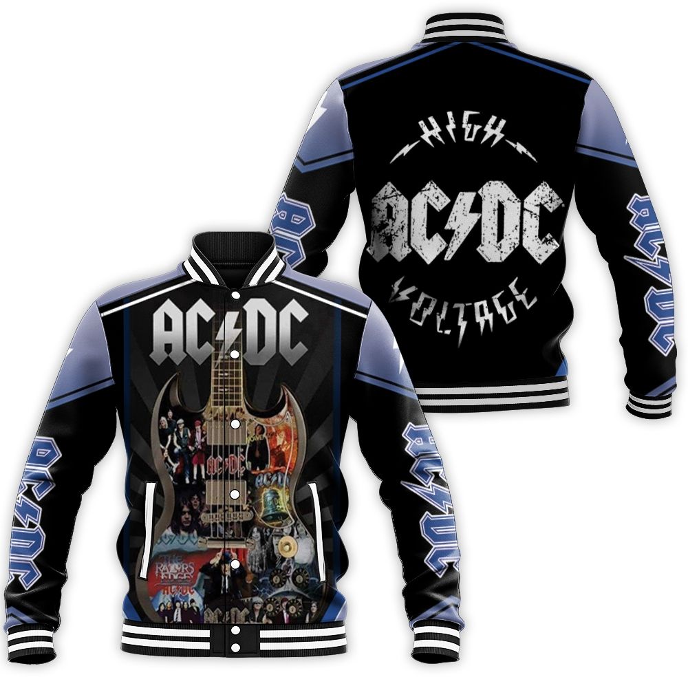 Acdc All Album Cover Guitar Baseball Jacket
