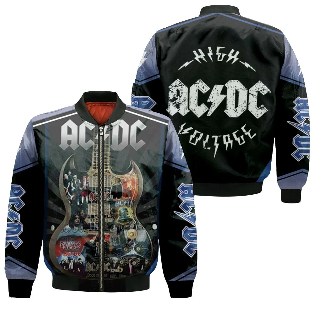 Acdc All Album Cover Guitar Bomber Jacket