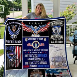 Air Force Veteran I Am And Always Will Be An United States Airman Honor Courage Commitment Quilt Blanket Great Customized Blanket Gifts For Birthday Christmas Thanksgiving