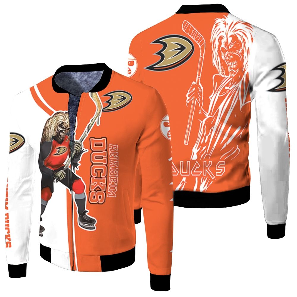Anaheim Ducks And Zombie For Fans Fleece Bomber Jacket