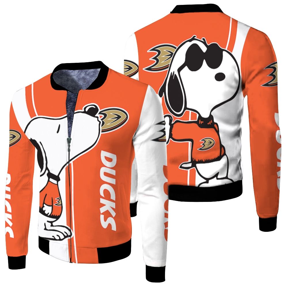 Anaheim Ducks Snoopy Lover 3d Printed Fleece Bomber Jacket