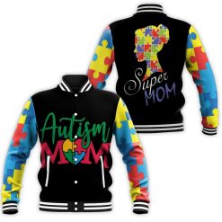 Autism Mom Super Mom Baseball Jacket