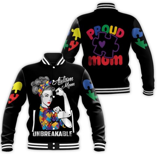 Autism Mom Unbreakable Baseball Jacket