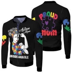 Autism Mom Unbreakable Fleece Bomber Jacket