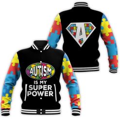 Autism Support Superhero Baseball Jacket