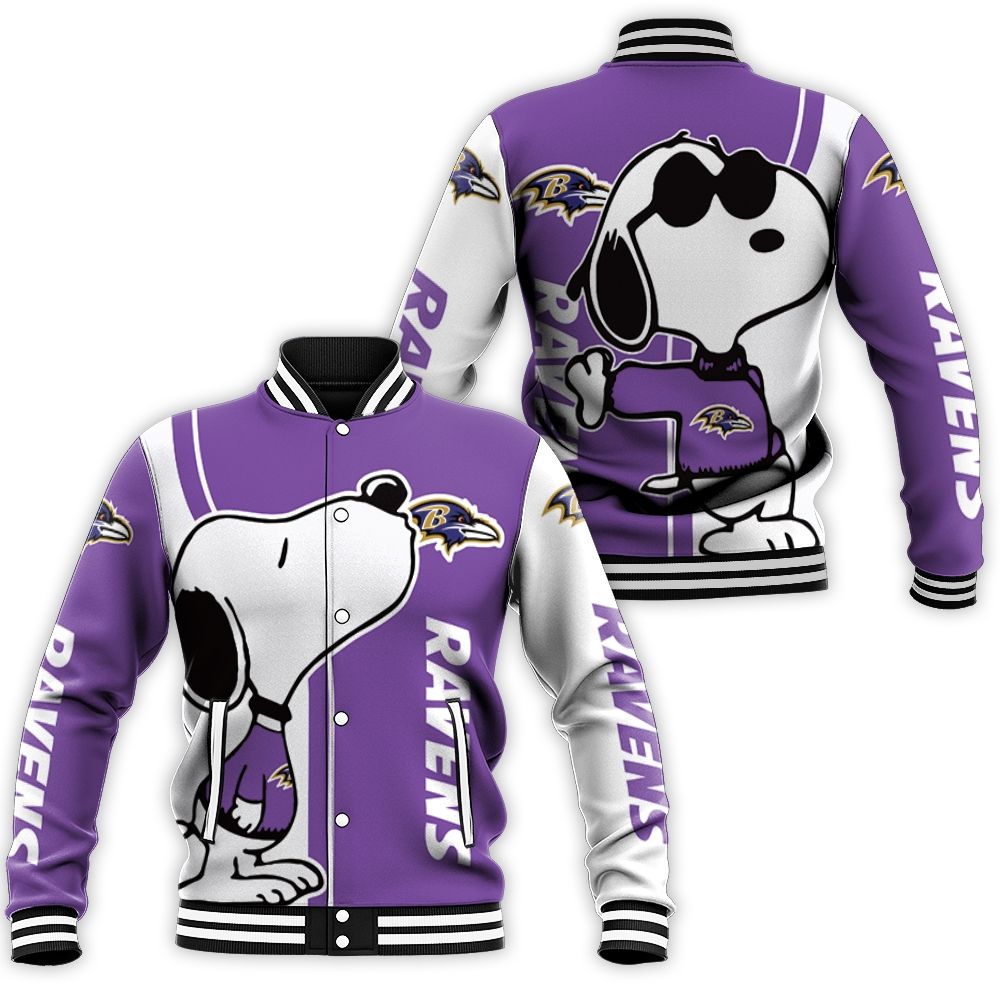 Baltimore Ravens Snoopy Lover 3d Printed Baseball Jacket