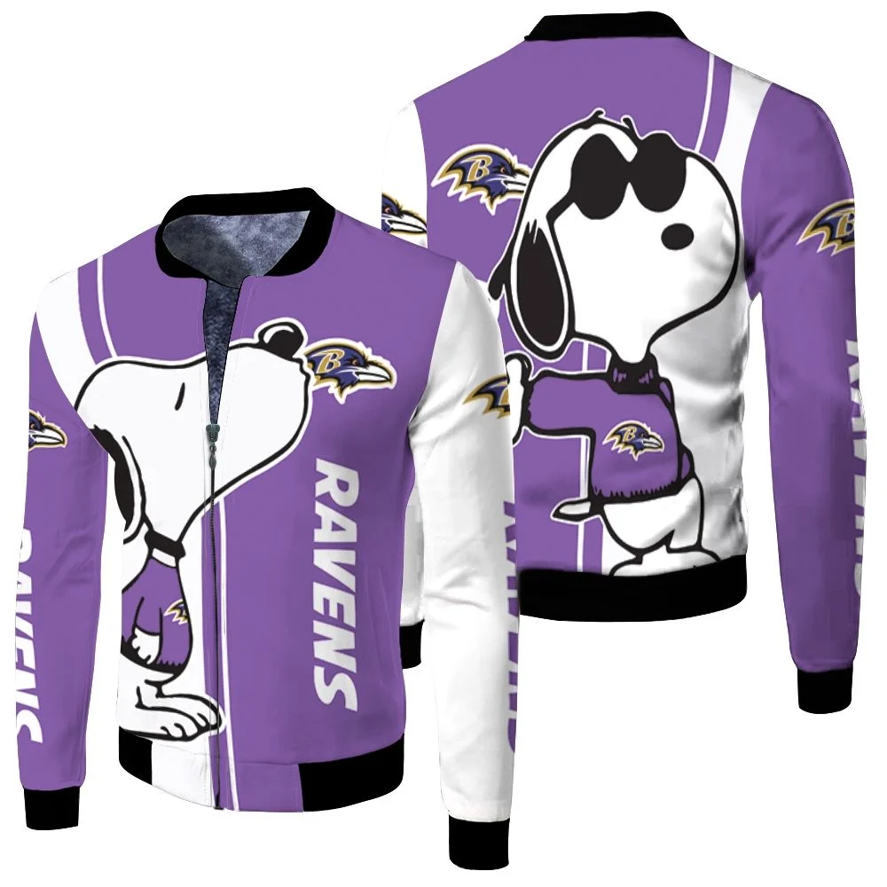 Baltimore Ravens Snoopy Lover 3d Printed Fleece Bomber Jacket