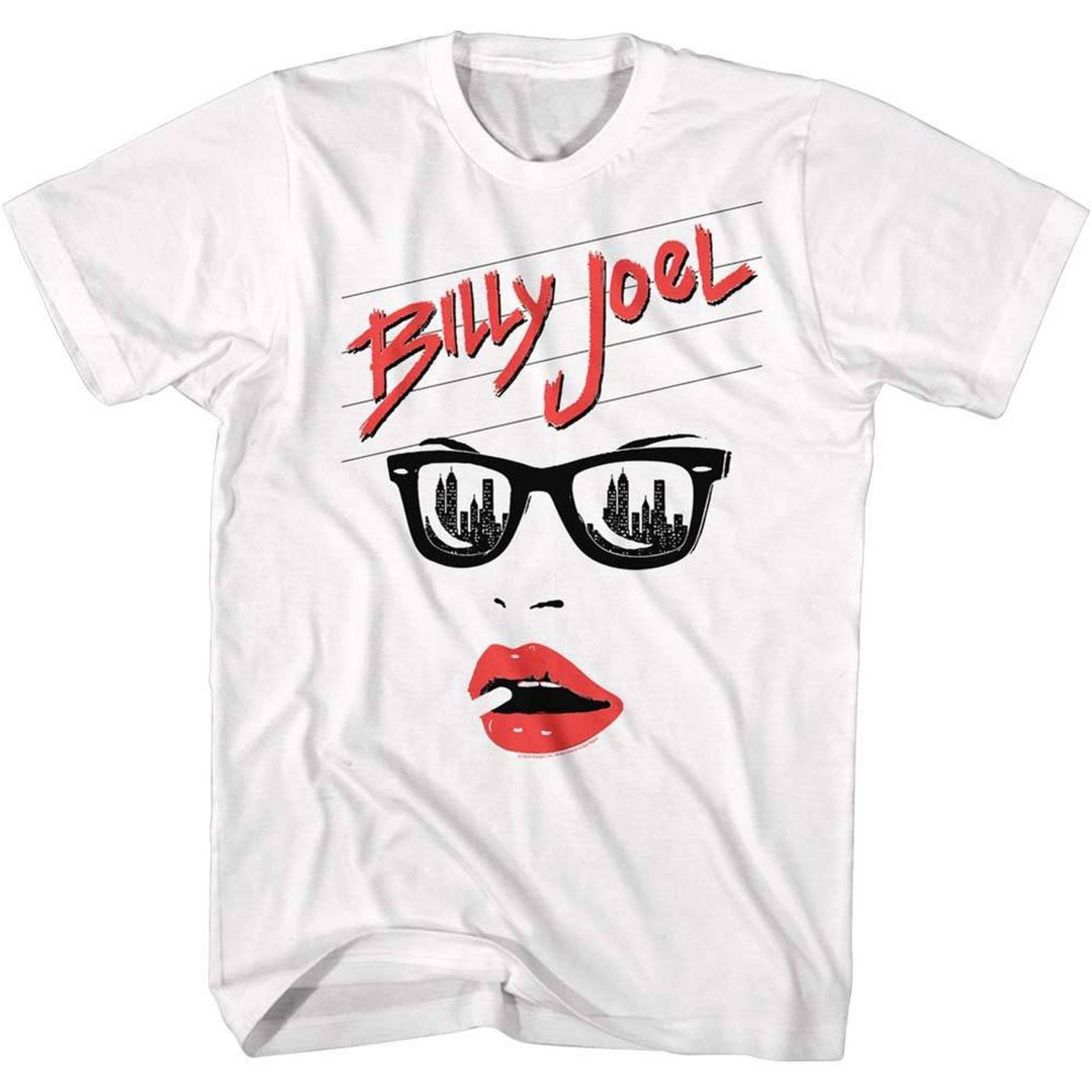 Billy Joel Lips White Adult T-Shirt