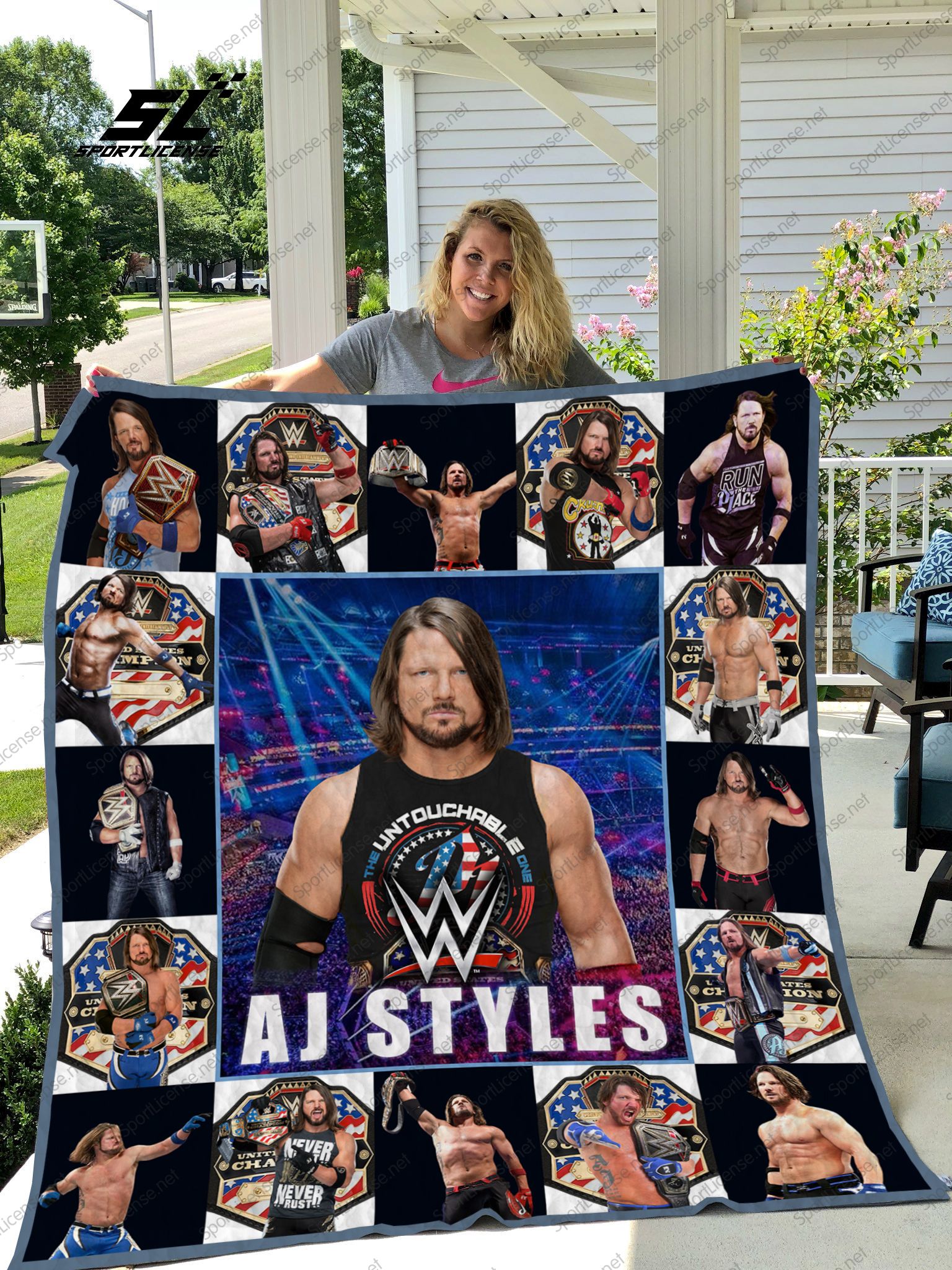 Bl – Wwe A.J. Styles Quilt Blanket