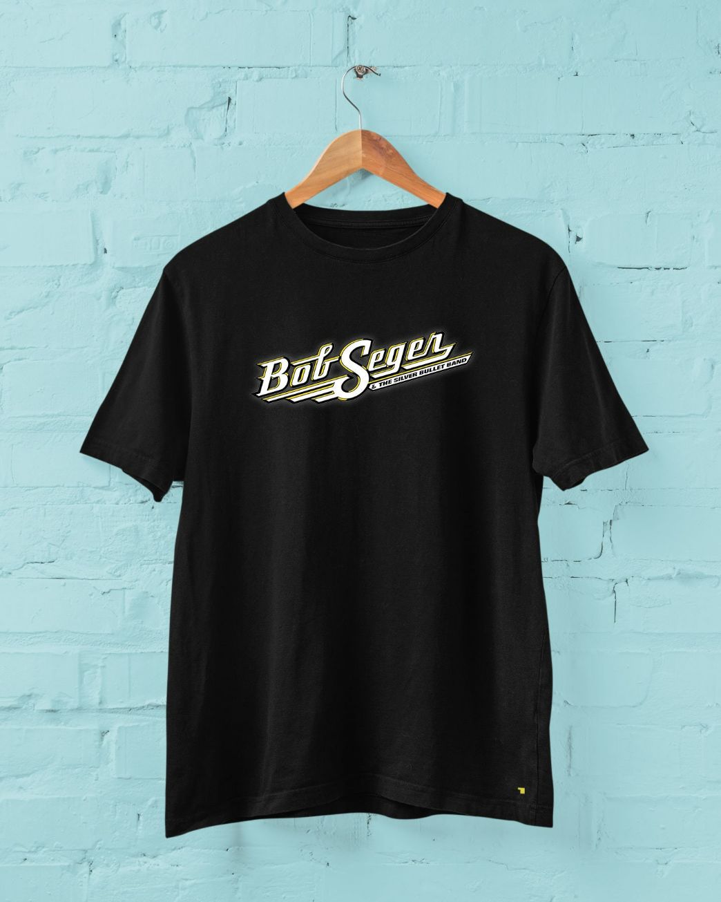 Bob Seger and Silver Bullet Logo Men's Black T-Shirt Size S to 3XL *100% cotton