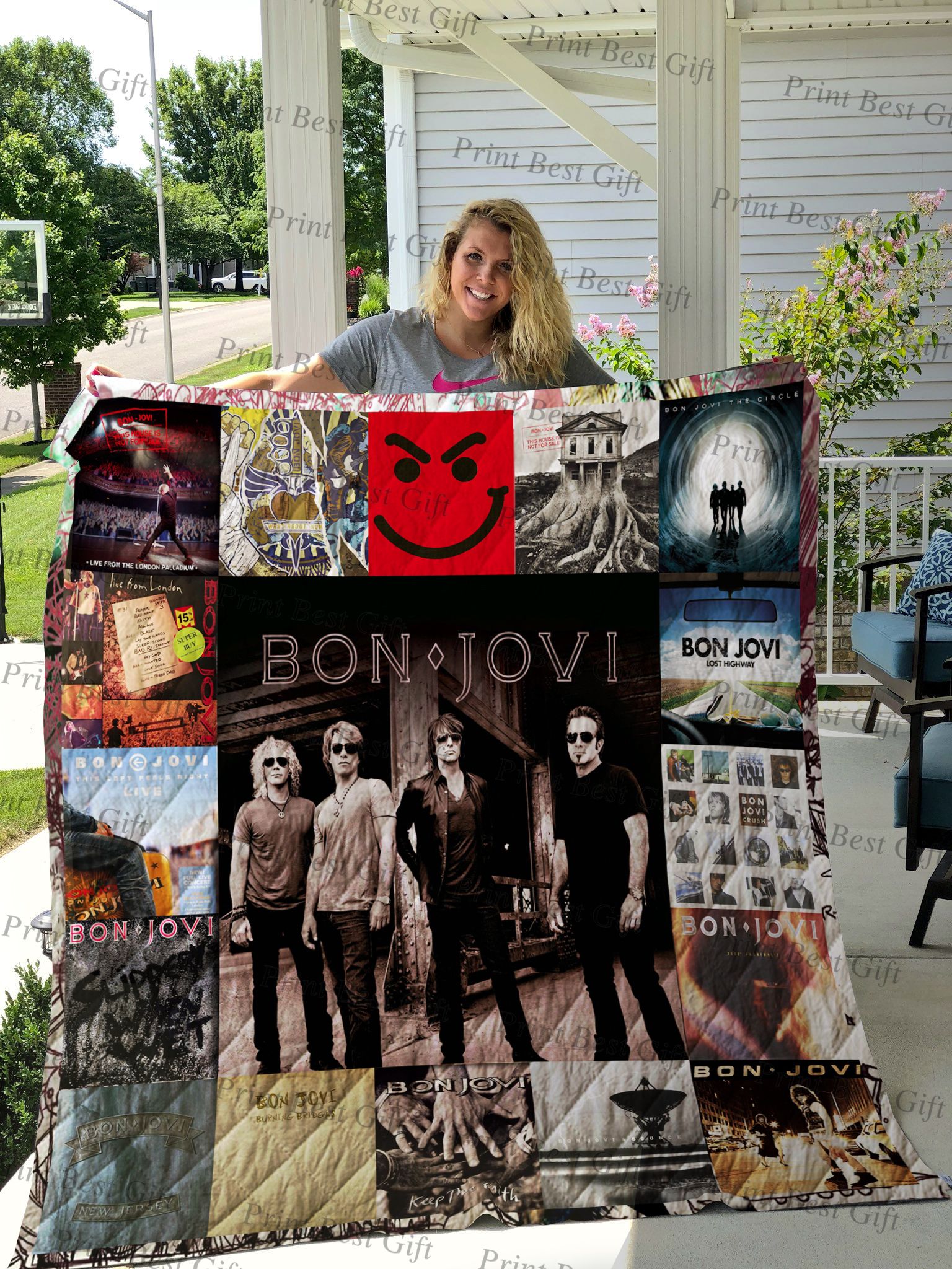 Bon Jovi Poster Quilt Blanket Ver 2