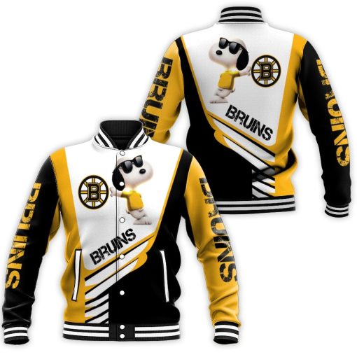 Boston Bruins Snoopy For Fans 3d Baseball Jacket
