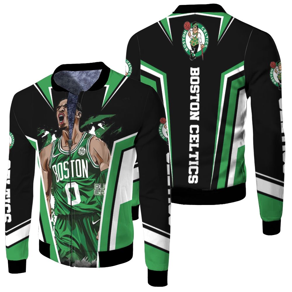 Boston Celtics Jayson Tatum Design Fleece Bomber Jacket