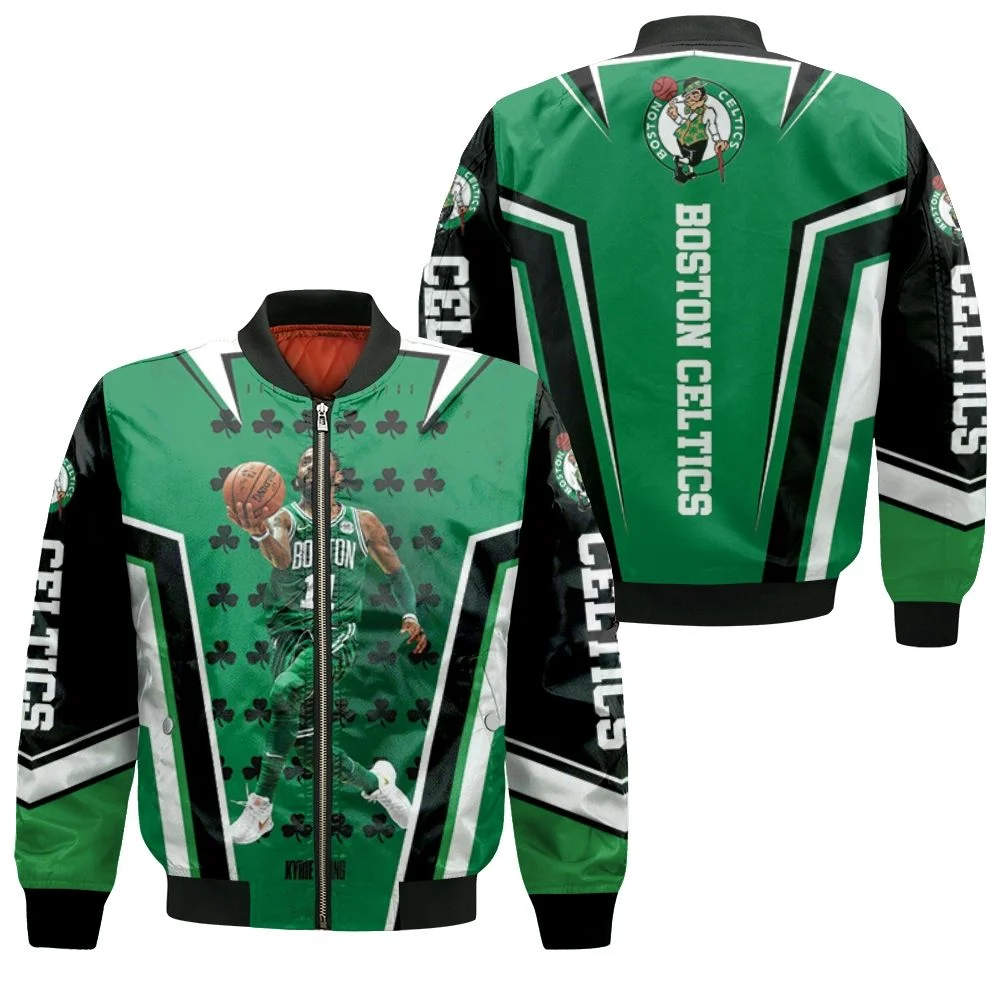 Boston Celtics Warm Up Black Leather Varsity Jacket