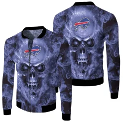 Buffalo Bills Nfl Fans Skull Fleece Bomber Jacket