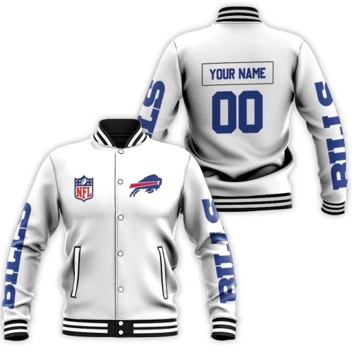 Buffalo Bills Nfl White Jersey Style Personalized Baseball Jacket