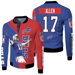 Buffalo Bills Number 17 Josh Allen Fleece Bomber Jacket