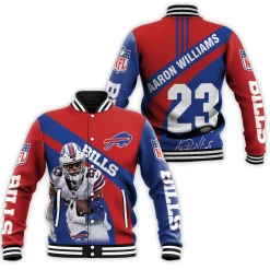 Buffalo Bills Number 23 Aaron Williams With Sign Baseball Jacket