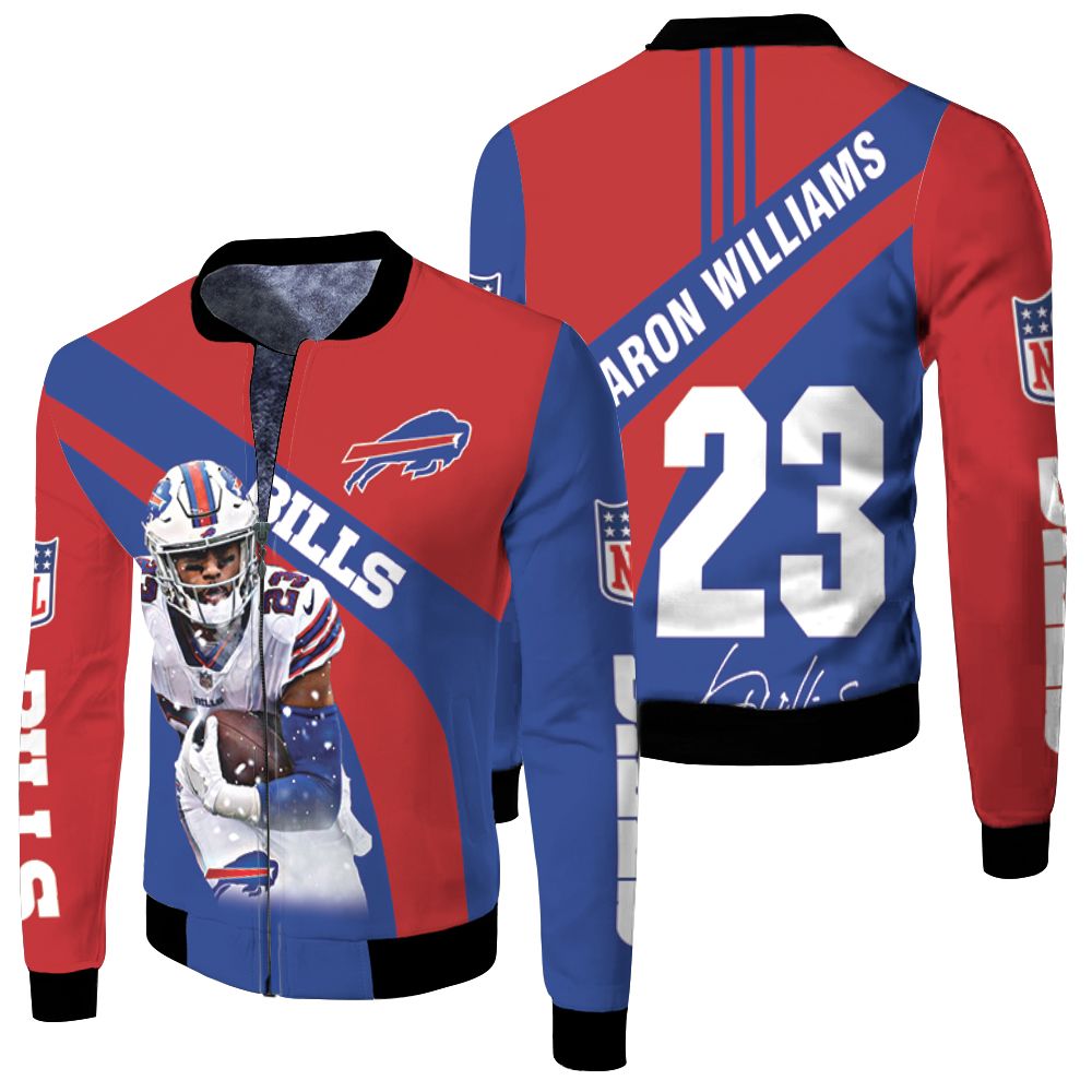 Buffalo Bills Number 23 Aaron Williams With Sign Fleece Bomber Jacket